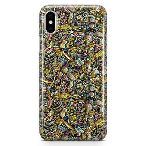 Apple iPhone XS Kılıf Şapka Eldiven Doodle Arka Kapak Koruma Desenli Full Koruyucu