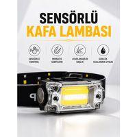 Sensör Kontrollü  Beyaz Led Kafa Lambası Ve El Feneri