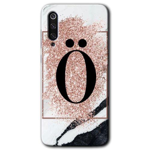 MRCİLETİSİM Xiaomi Mi 9 Kılıf Baskılı Kapak - Pembe Mermer Desenli Ö Harfi + 5D Tam Kaplayan Cam