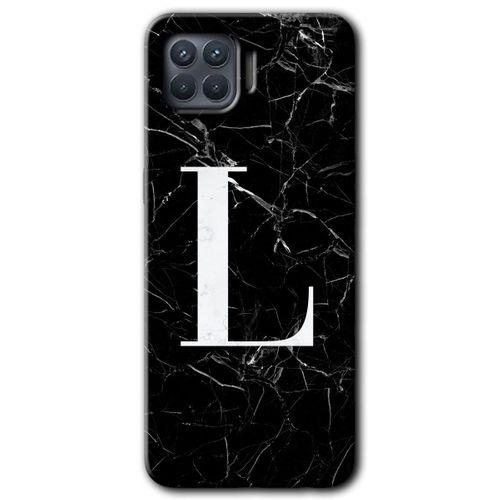 OPPO Oppo Reno 4 Lite Kılıf HD Desen Baskılı Arka Kapak - Siyah Mermer Desenli L Harfi