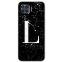 OPPO Oppo Reno 4 Lite Kılıf HD Desen Baskılı Arka Kapak - Siyah Mermer Desenli L Harfi