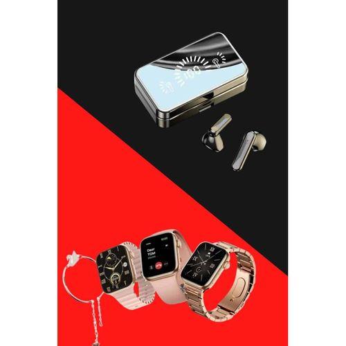 Bileklikli Amoled Ekran Akıllı Saat Ve Dijital Göstergeli Kablosuz Bluetooth Kulaklık Anc/ Enc