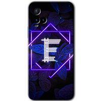 Vivo Y33s HD Baskılı Kılıf + 9D Tam Ekran Koruyucu - Dark Neon Yaprak E Harfi