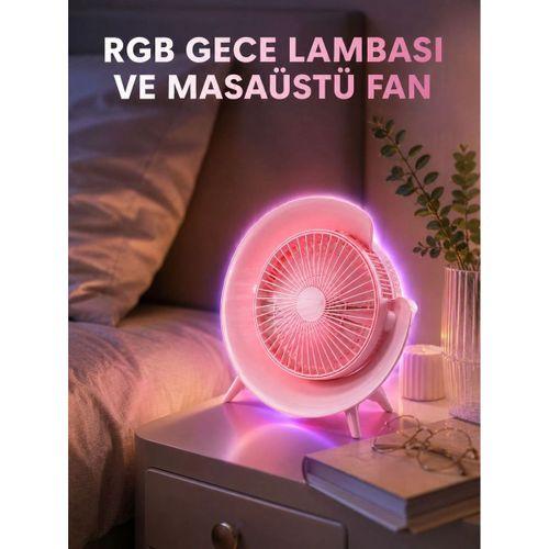 Gece Lambalı Renk Değiştiren Masaüstü Fan