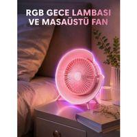 Gece Lambalı Renk Değiştiren Masaüstü Fan