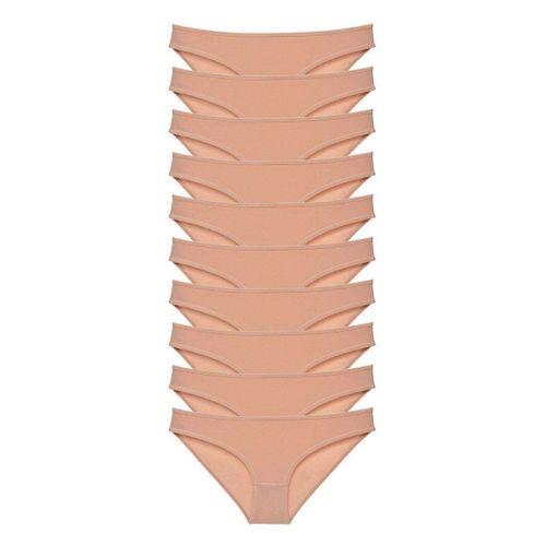 10 Adet Süper Eko Set Likralı Kadın Slip Külot Ten