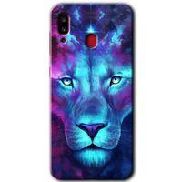 Samsung Galaxy A20 Kılıf Baskılı Kapak - Neon Lion + 5D Tam Kaplayan Cam