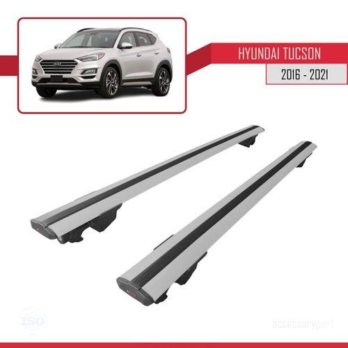 Hyundai Tucson (TL) 2016-2021 Arası ile uyumlu HOOK Model Anahtar Kilitli Ara Atkı Tavan Barı GRİ