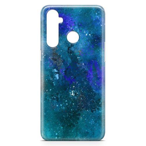 Oppo Realme 5 Pro Kılıf Mavi Mermer Arka Kapak Koruma Desenli Full Koruyucu
