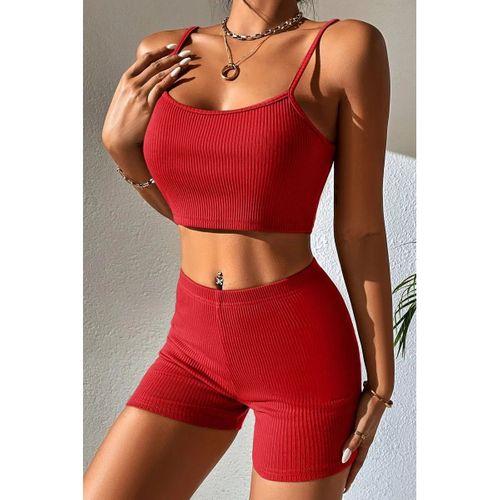 Kadın Kırmızı Şortlu Kaşkorse Gecelik Takım