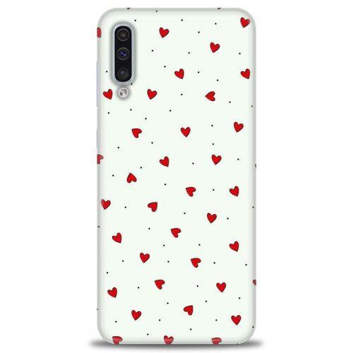 Samsung Galaxy A50S Kılıf HD Baskılı Kılıf - Mini Mini Kalpler + Tam Ekran Koruyucu