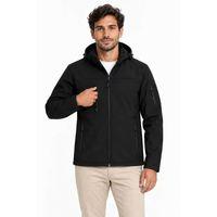 Erkek Su Geçirmez Softshell İçi Polar Astarlı Çıkarılabilir Kapüşonlu 4 Cepli Mont Ceket - Siyah