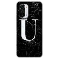 Redmi Mi11i Kılıf HD Desen Baskılı Arka Kapak - Siyah Mermer Desenli U Harfi + Kırılmaz Cam