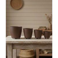 4’lü 3d Şık Kahverengi Vazo Seti Modern Ayaklı Saksı