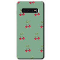 Samsung Galaxy S10 HD Baskılı Kılıf + 9D Tam Ekran Koruyucu - Kiraz Berry