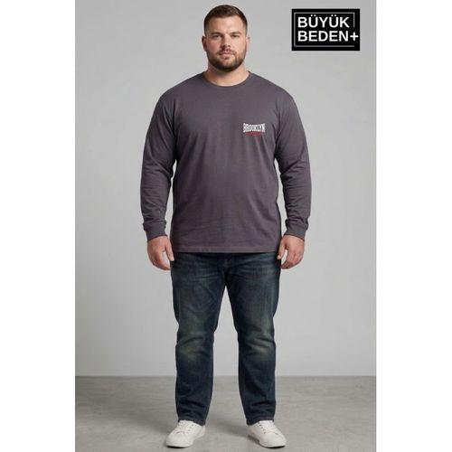 Erkek Büyük Beden 1970 Brooklyn Baskılı 2 İplik Bisiklet Yaka Tişört SPR26BTS942-3