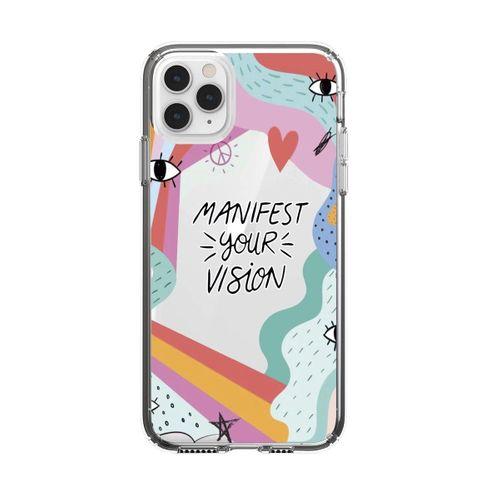 iPhone 11 Pro Max Manifest Your Vision Premium Şeffaf Silikon Kılıf Beyaz Baskılı