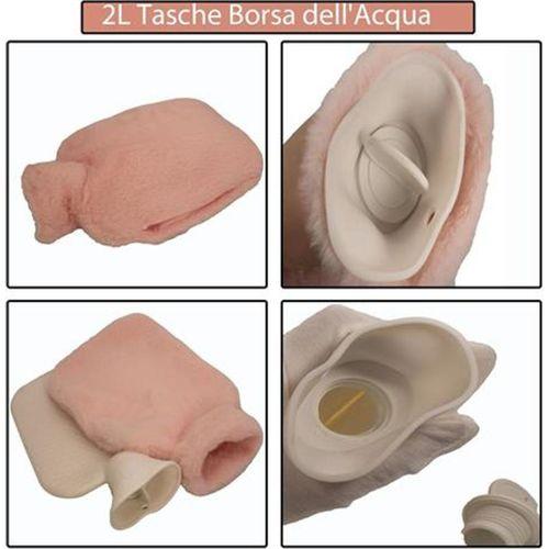 Sıcak Su Torbası Yan Cepli Pembe  Peluş Termofor 27X17X2Cm  1 Litre