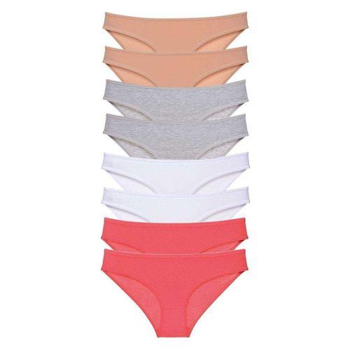 8 adet Süper Eko Set Likralı Kadın Slip Külot Ten Gri Beyaz Fuşya