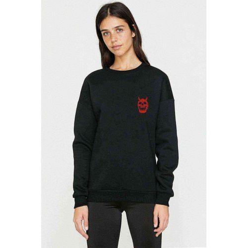 Devil Red Skull Tumblr Baskılı Siyah Kadın Sweashirt