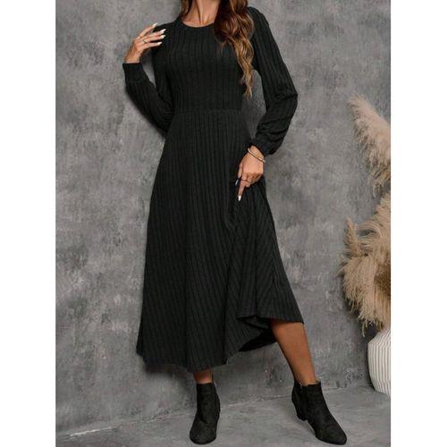 Kadın Uzun Kollu Yuvarlak Yakalı Kiloş Uzun şardonlu Kaşkorse Elbise