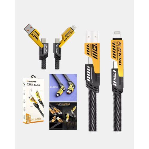 65w Çoklu Şarj Kablosu 4’ü 1 Arada Örgülü Hızlı Veri Aktarım Usb-c Usb-a