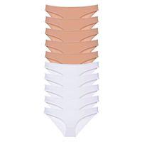 10 Adet Süper Eko Set Likralı Kadın Slip Külot Ten Beyaz