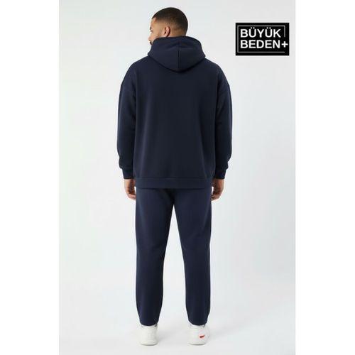 Erkek Büyük Beden Kapşonlu ince Sweatshirt SPR24BSW57