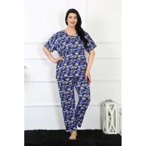 Kadın 5xl-6xl-7xl-8xl Büyük Beden Kısa Kol Pijama Takım Saks