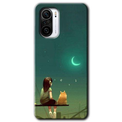 Poco F3 Kılıf HD Desen Baskılı Arka Kapak + Temperli Cam - Kedili Kız