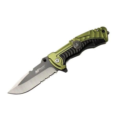 4-12-1 Haki Kurtarma   Kamp Çakısı 21cm- Yarı Otomatik, Testere Detaylı, Cam Kırma Atlı, Kemerlikli