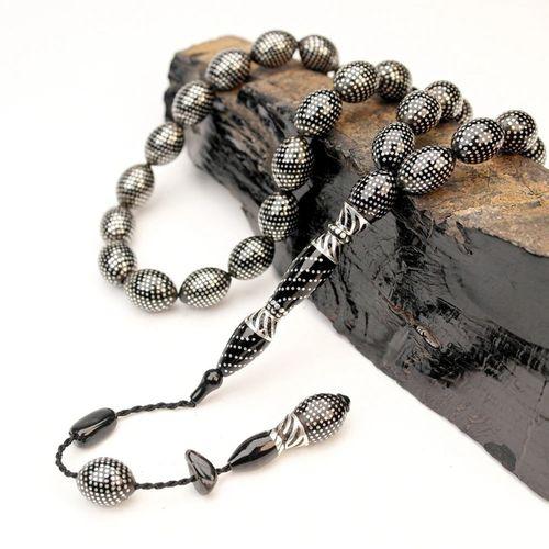 Oltu Taşı Nokta Çeşmi Bülbül İşlemeli Tespih