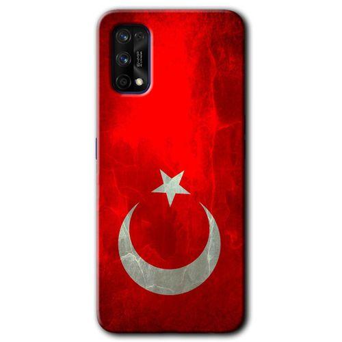 MRCİLETİSİM Realme 7 Pro Kılıf Baskılı Kapak - Albayrak + 5D Tam Kaplayan Cam