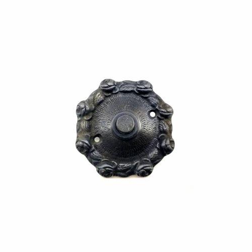 Antika Tarz Dekoratif Pirinç Güllü Kapı Zili - 75mm, Oksit