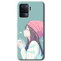 Oppo Reno 5 Lite Kılıf Baskılı Kapak - Happy Girl + 5D Tam Kaplayan Cam