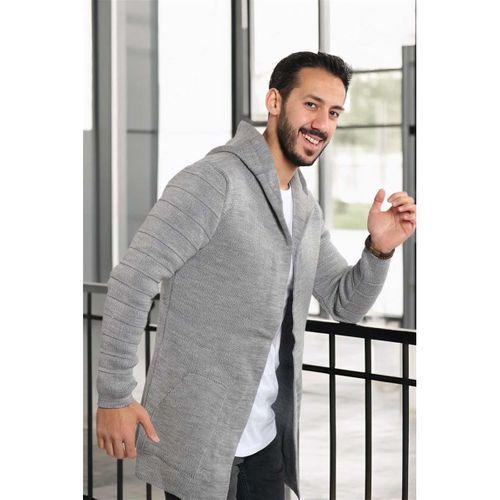 Açıkgri Erkek Düz Panço Hırka