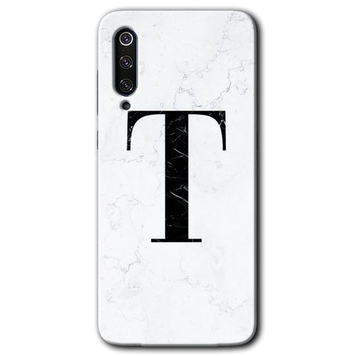 Xiaomi Mi 9 SE Kılıf HD Desen Baskılı Arka Kapak - Beyaz Mermer Desenli T Harfi