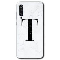 Xiaomi Mi 9 SE Kılıf HD Desen Baskılı Arka Kapak - Beyaz Mermer Desenli T Harfi