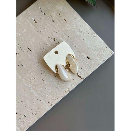 Taşlı Küpe - Krem