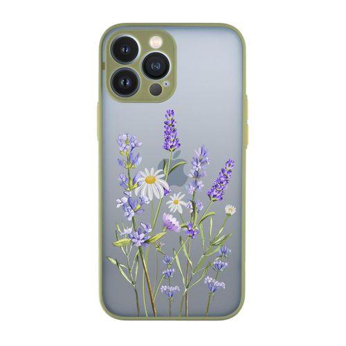 iPhone 13 Pro Uyumlu Lavender Desenli Kamera Korumalı Buzlu Şeffaf Lüx Telefon Kılıfı