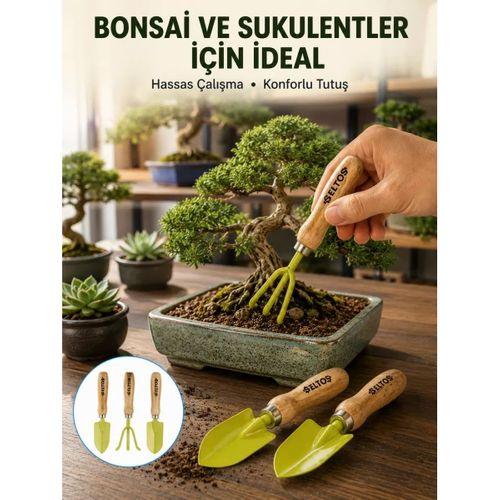 Saksı Bitkileri İçin Bahçe El Aleti Seti Ergonomik Ahşap Saplı