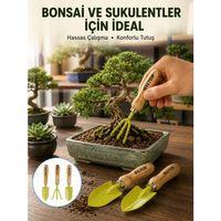Saksı Bitkileri İçin Bahçe El Aleti Seti Ergonomik Ahşap Saplı