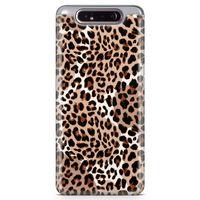 Samsung Galaxy A80 Kılıf Beyazlı Leopar Arka Kapak Koruma Desenli Full Koruyucu