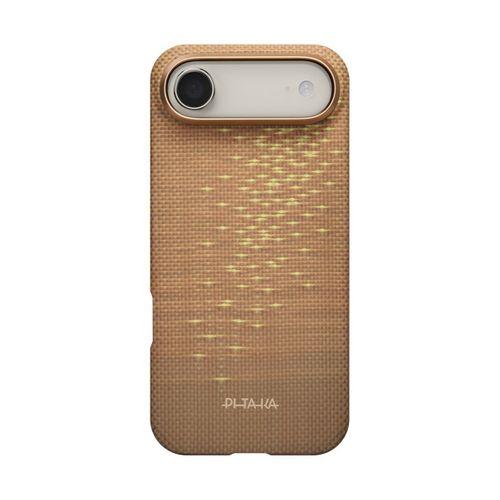 Apple iPhone 17 Air Kılıf M-safe Şarj Özellikli Aramid Fiber Pitaka Glints of Gold Ultra Slim Serisi Kapak