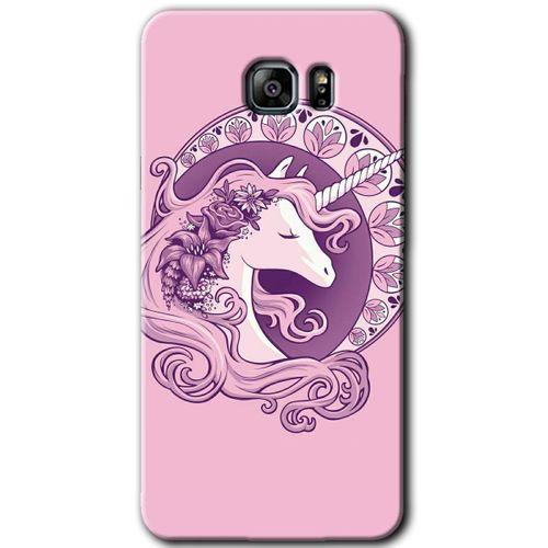 Galaxy Note 5 Kılıf HD Desen Baskılı Arka Kapak - Unicorn-Pembe