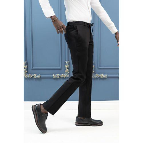 Regular Fit Armürlü Beli İplikli Astarsız Rayon Kışlık Kumaş Pantolon