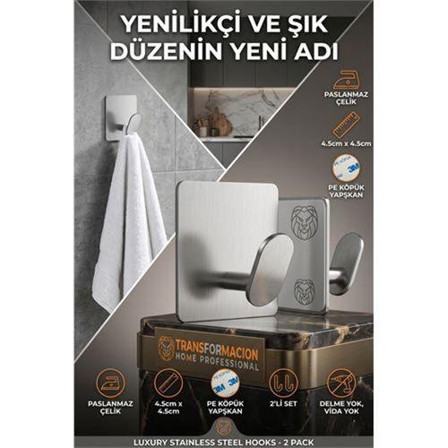 2'li Banyo ve Mutfak Askı Seti - SUS304 Lazer Kesim Çelik  Ultra Güçlü Yapışkanlı Askı 723140