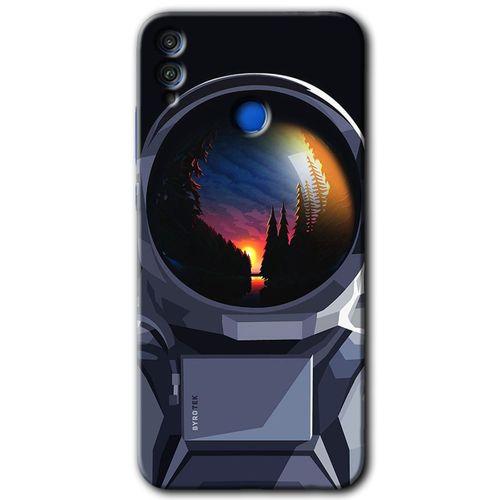 MRCİLETİSİM Honor 8c Kılıf HD Desen Baskılı Arka Kapak + Temperli Cam - Astronot