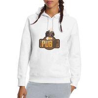 Pubg Baskılı Beyaz Kadın Kapşonlu Sweatshirt