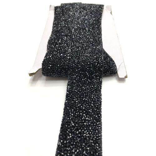 Siyah Ütü ile Yapışan Şerit Aplik 4 cm